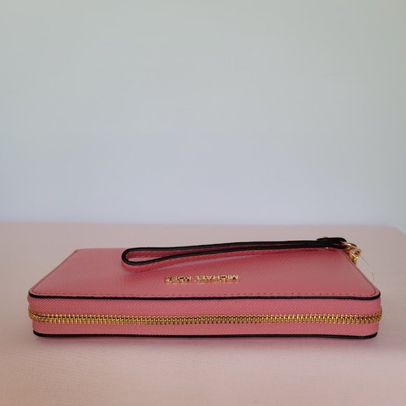 MICHAEL KORS Jet Set Travel Continental Pebbled Leather Wallet-Tea Rose 🎈⭐$138. - Picture 8 of 16